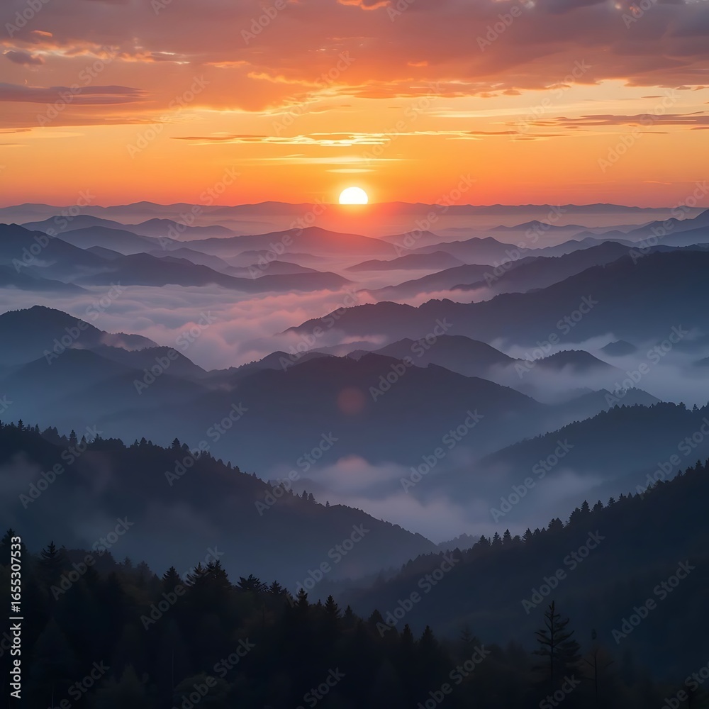 Fototapeta premium sunrise in the mountains