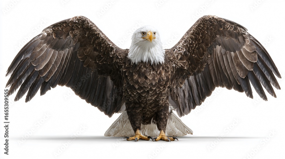 Obraz premium Majestic American Bald Eagle on White Background - Isolated Wildlife Photo