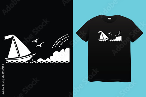 France Saint Tropez Les Voiles De Provence-Alpes-Cote d'Azur slogan print with hand-drawn sailboat illustration for graphic tee t-shirt or poster.