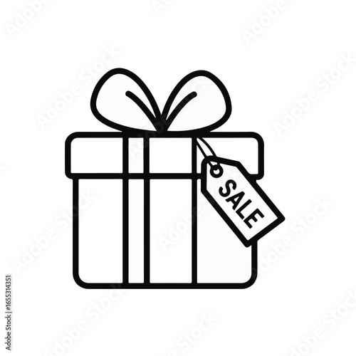 Gift box with SALE tag, perfect for promotions and special offers, ideal for holiday marketing campaigns and retail businesses