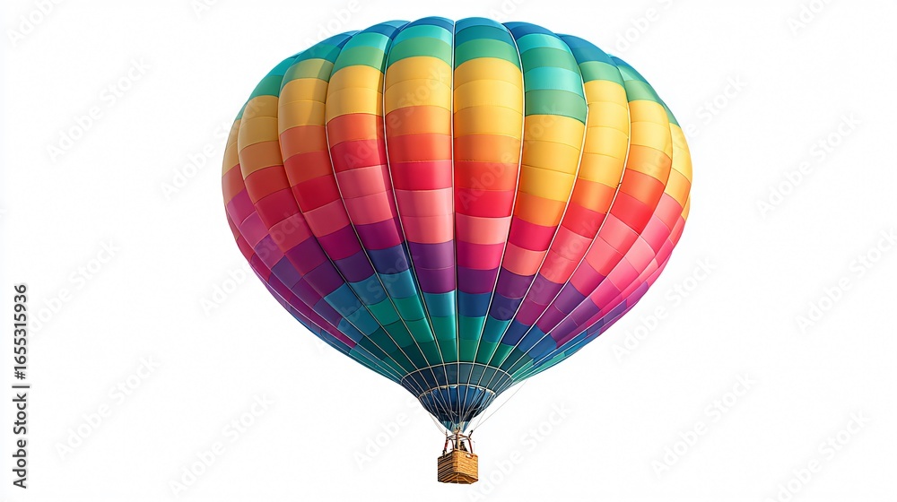 Fototapeta premium Vibrant Colorful Hot Air Balloon on Isolated White Background for Adobe Stock Photos