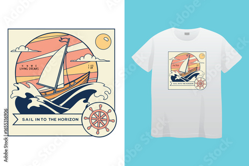 Great adventure sailor graphic vector art t-shirt design print