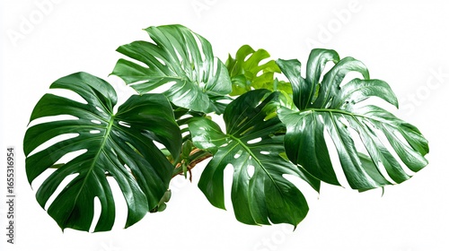 Lush Dark Green Monstera Split-Leaf Philodendron Foliage Background