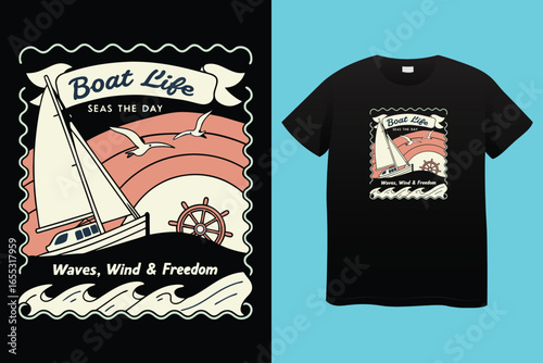 Great adventure sailor graphic vector art t-shirt design print