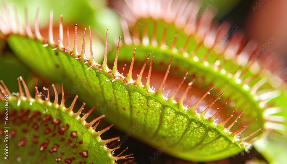 Naklejka premium Closeup of Venus Flytrap with carnivourous plant, and nature detail.