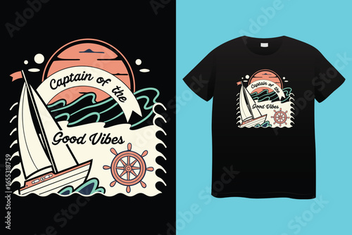 Thousand miles sailor graphic vector art t-shirt design print