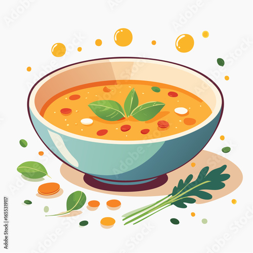 Colorful Bowl of Creamy Soup with Garnish