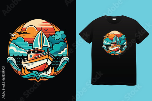 Thousand miles sailor graphic vector art t-shirt design print