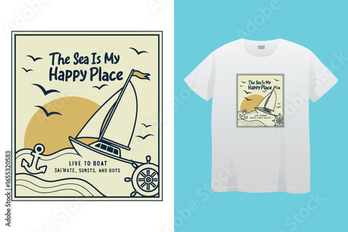 Thousand miles sailor graphic vector art t-shirt design print