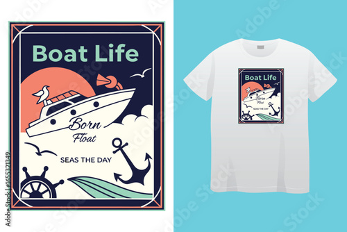 Thousand miles sailor graphic vector art t-shirt design print