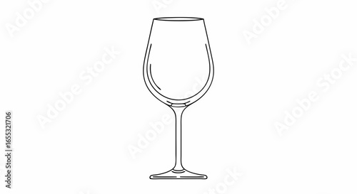 Elegant outline of a wine glass against a crisp white background presenting minimalism and simplicity artful drawing
