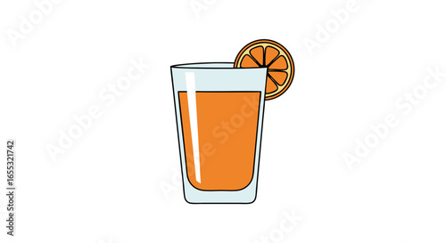 Vibrant citrus refreshment: a delicious glass of freshly squeezed juice with an orange slice garnish