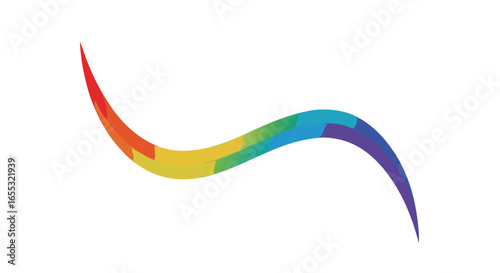 A dynamic spectrum: Wave of vibrant hues flows in a graceful arc across pristine white canvas, a celebration of color and fluidity in seamless design