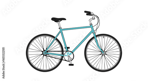 Aqua-Colored Bike Illustration: A Retro Cycle Design on a White Background