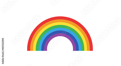 A vibrant rainbow arcing against a clean white background, a symbol of hope and inclusivity gracefully illustrated  within an elegant graphical