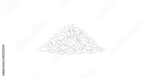 Minimalist illustration of a mound of white rice grains against a clean white backdrop, highlighting its simple form and neutral color palette