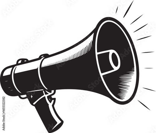 Cheerleading flat icon. Megaphone, pom-poms. Sport team support.