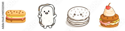 Adorably cute sandwich cookies with colorful fillings and playful characters bring sweet joy to any design project
