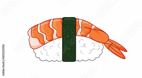 Delightful hand-drawn illustration of Ebi Nigiri Sushi, a culinary voyage to Japan, capturing the essence of authentic Asian gastronomy with