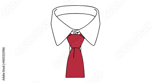Minimalistic depiction of a white collared shirt with a bright red tie simple and elegant design suitable for business presentations or fashion blogs