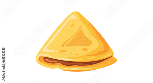 Delightful confectionery pancake filled with rich, smooth chocolate cream, a tempting treat ready to be savored with every delightful bite