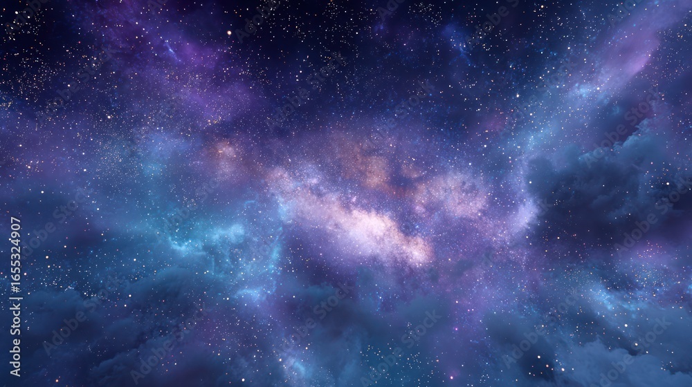 Fototapeta premium Nebula sky Deep space with vibrant blues, purples, and stars scattered among gas clouds