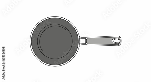 Sleek Kitchen Essential: A Minimalist Pan Illustration with a Long Handle that is Perfect for Various Creative Projects and Culinary Designs