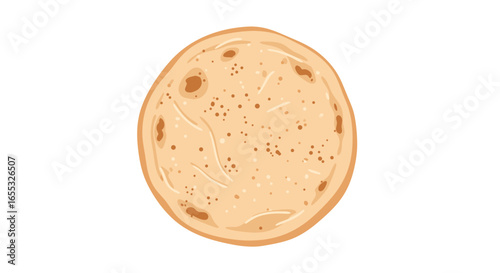 Isolated flatbread vector illustration, simple representation of tortillas, showcasing its circular shape and distinct surface textures on white