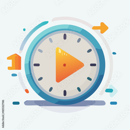 Digital Play Clock Icon With Orange Play Button