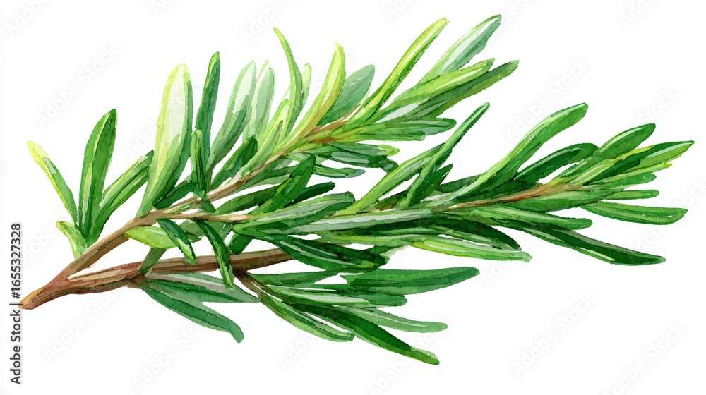 Obraz premium Vibrant Rosemary in Watercolor Style Isolated on White Background