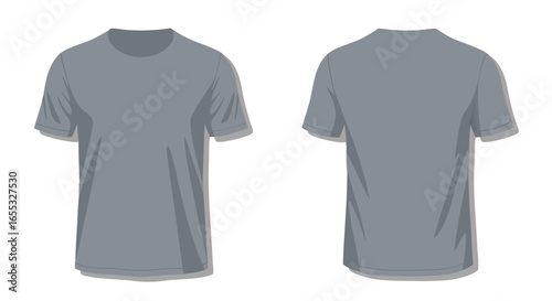 Gray T-Shirt Mockup: Front and Back Views for Custom Designs and Apparel Presentation