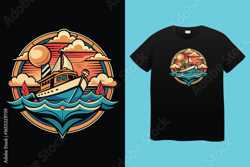 I am the boat captain - Boat Captain T Shirt Design, Hand drawn lettering phrase, Isolated on Black background, For the design of postcards, cups, card, posters.