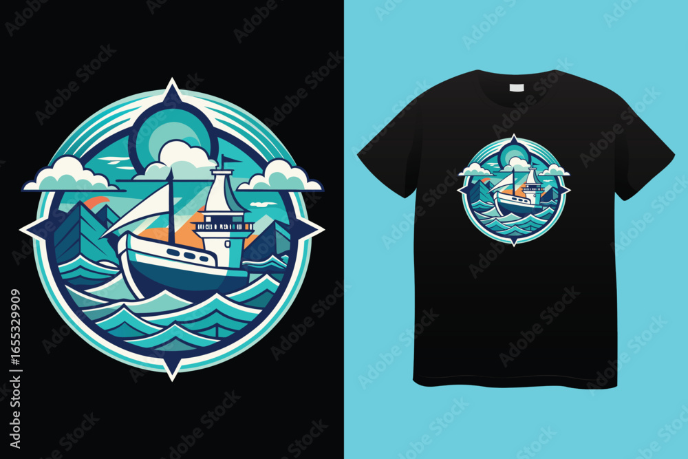 I am the boat captain - Boat Captain T Shirt Design, Hand drawn lettering phrase, Isolated on Black background, For the design of postcards, cups, card, posters.