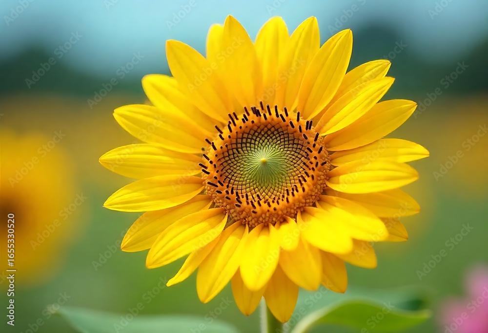 Obraz premium Generative AI: A vibrant sunflower showcases intricate details and natural beauty on a sunny day