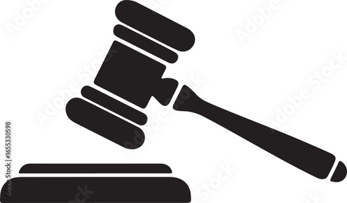 Judge hammer silhouette vector, Judge gavel icon black vector illustration