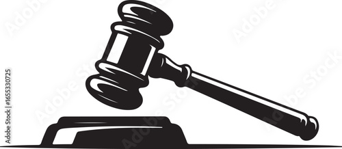 Judge hammer silhouette vector, Judge gavel icon black vector illustration