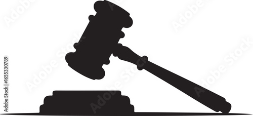 Judge hammer silhouette vector, Judge gavel icon black vector illustration