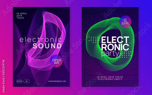 Fest Banner. Pink Discotheque Design. Techno Festival Graphic. Party Magazine. Violet Edm Flyer. Psychedelic Audio Invitation. Trance Vector. Blue Fest Banner