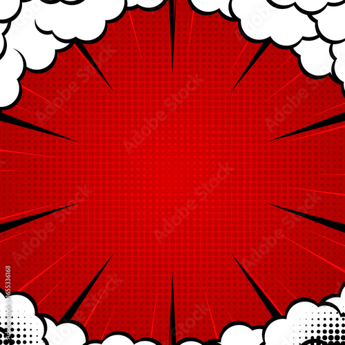 comic abstract backaground. with clouds .red colorful.vectpr eps 10