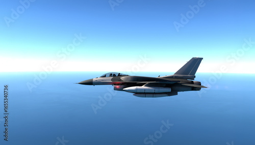 Militar aircraft flying over the sky.