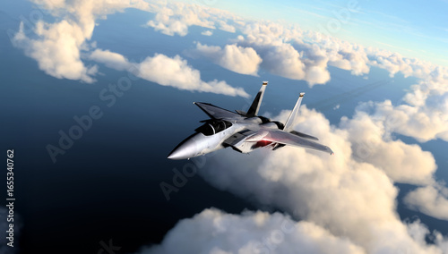 Militar aircraft flying over the sky.