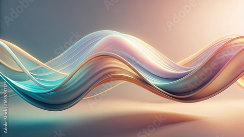 Abstract Flowing Pastel Wave Forms A Serene Visual Display of Intertwined Curves and Hues