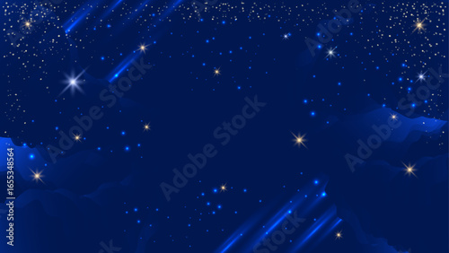 Starry navy winter night sky with glowing constellations