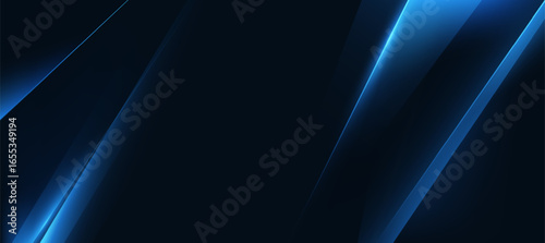 Dynamic Blue And Black Abstract Background with Geometric Lines