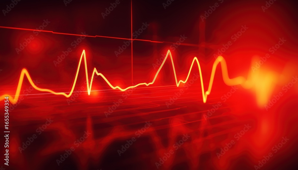 Obraz premium Red Heartbeat: A Symbol Of Life - The Electrocardiogram Sign - This Image Showcases The Red Heartbeat And Its Significance In The Electrocardiogram.