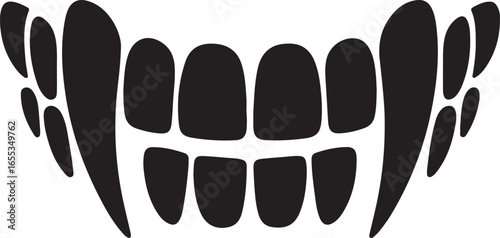 Vector illustration of vampire teeth black silhouette for Halloween design