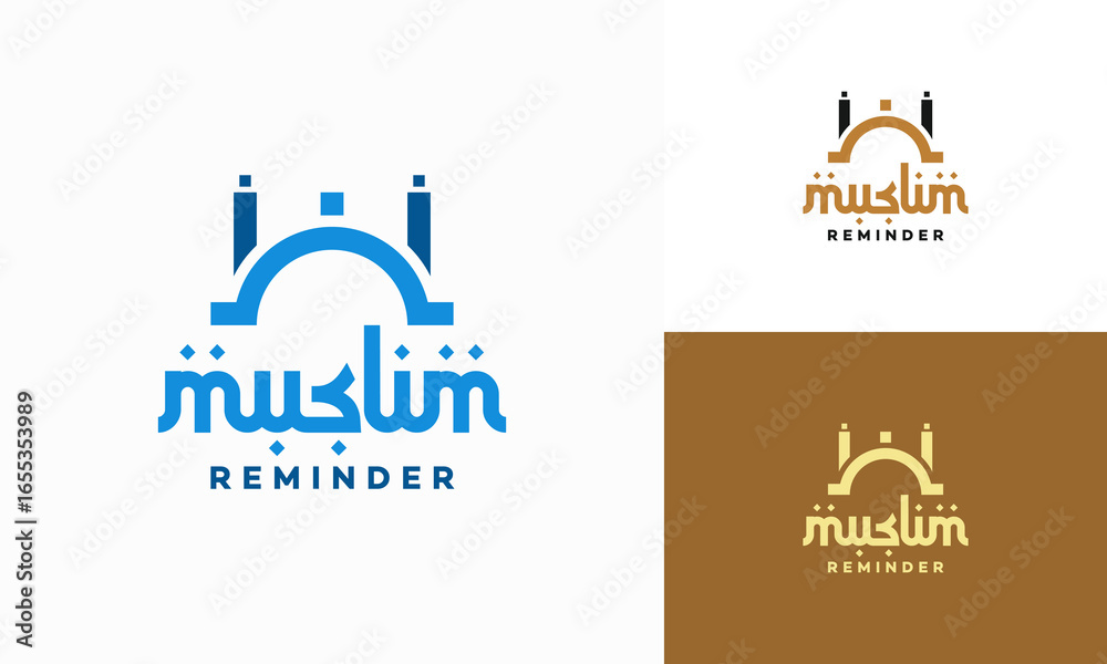 Naklejka premium Modern Muslim Reminder logo designs concept vector, Islamic Mosque logo template icon