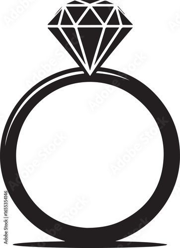 A silhouette of a Wedding ring or engagement ring  vector illustration