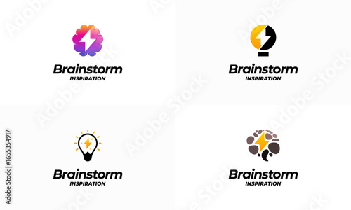 Set of Brainstorm logo designs concept vector, Idea Inspiration logo symbol template vector