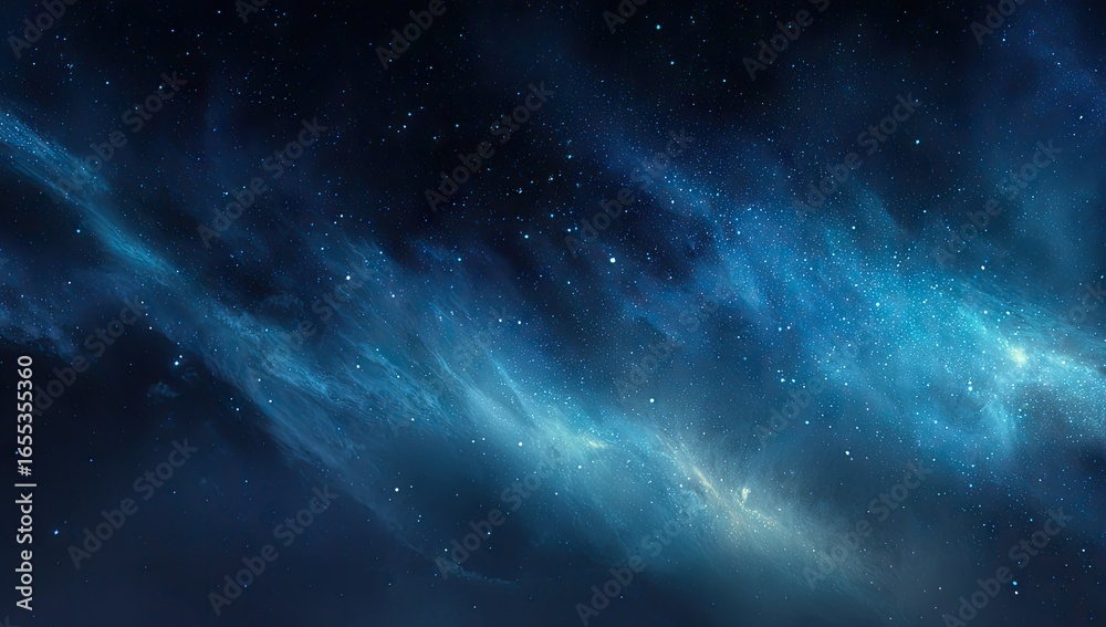 Obraz premium Deep space nebula, swirling azure clouds against a dark night sky